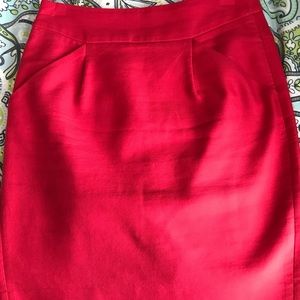 Red j crew cotton pencil skirt 00 petite